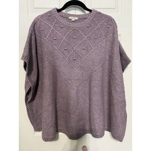 Loft‎ Women's Pink Poncho Sweater Size M/L Cable Knit